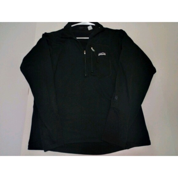 Patagonia Women's Medium 1/4 Zip Waffle Knit Polartec Jacket Black Zip - Picture 2 of 9